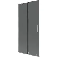 Mexen Velar Duschabtrennung für Badewanne, 2-flügelig, schiebbar, 95 x 150 cm, Graphit, Gun Metal - 896-095-000-41-95