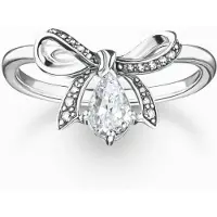 Thomas Sabo Fingerring "Schleife" Gr. 60, bunt (silberfarben, weiß), Fingerringe, Damen, 60, Silber 925 (recycelt), 1,7mm, Fingerring, mit Zirkonia (synth.)