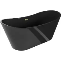 Mexen Montana freistehende Badewanne 170 x 80 cm, schwarz, Überlauf gold gebürstet - 52011708070-55