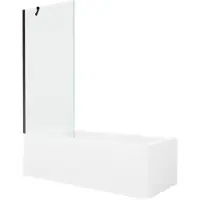 Mexen Cubik Rechteckige Badewanne 150 x 70 cm mit Verkleidung und 1-flügeliger Abtrennung 80 cm, transparent, schwarz - 5503150?