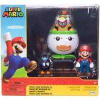 JAKKS Pacific World of Nintendo Minifiguren 2er-Pack Mario and Bowser Jr. Clown Car 6 cm
