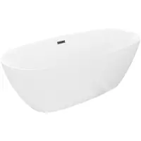 Mexen Luvo Slim freistehende Badewanne 170 x 75 cm, weiß, Überlauf schwarz - 52801707500-70