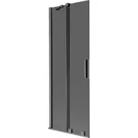 Mexen Velar Badewannenparavent, 2-flügelig, schiebbar, 75 x 150 cm, graphit, gebürstetes Gun Gray - 896-075-000-41-66