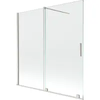 Mexen Velar 2-flügelige Badewannenfaltwand 160 x 150 cm, transparent, gebürstetes Nickel - 896-160-000-01-97