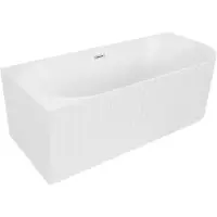Mexen Gia freistehende Eckbadewanne links geriffelt 170 x 80 cm, weiß matt, Überlauf Chrom - 52701708001L-01