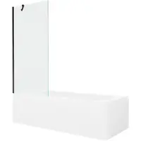 Mexen Vega rechteckige Badewanne 160 x 70 cm mit Verkleidung und 1-flügeliger Duschwand 80 cm, transparent, schwarz - 550116070?