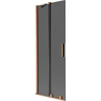 Mexen Velar 2-flügelige, verschiebbare Badewannenfaltwand 75 x 150 cm, Graphit, gebürstetes Kupfer - 896-075-000-41-65