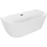 Mexen Oval Badewanne freistehend Wandmontage 180 x 80 cm, weiß, Ablauf schwarz - 52671808000-70