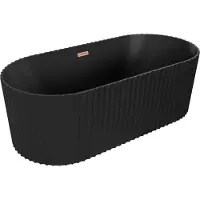 Mexen Paola freistehende geriffelte Wanne 150 x 75 cm, schwarz matt, Überlauf gebürstetes Kupfer - 52721507571-65