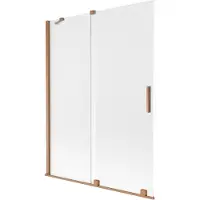 Mexen Velar Badewannenabtrennung 2-flügelig verschiebbar 130 x 150 cm, Frost, gebürstetes Kupfer - 896-130-000-31-65
