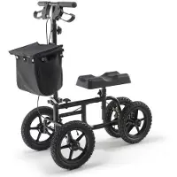 OEM Rollator mit kohlenstoffstahlrahmen, einziehbar, mit verstellbarem Lenkrad und Kniekissen, 12 Zoll All-Terrain-Räder, Doppelbremsen, Tragfähigkeit 350 Pfund