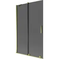 Mexen Velar Badewannenabtrennung 2-flügelig verschiebbar 110 x 150 cm, Graphit, Gold - 896-110-000-41-50