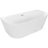 Mexen Oval freistehende halbeinbau Badewanne 160 x 80 cm, weiß, Überlauf gebürstetes Gold - 52671608000-55