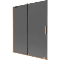 Mexen Velar Zweiflügelige Duschabtrennung 140 x 150 cm, Graphit, gebürstetes Kupfer - 896-140-000-41-65
