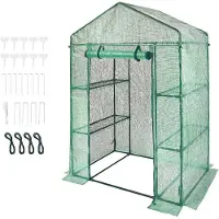 OEM Inloopkas, 4,6 x 2,4 x 6,7 m mit Holzplatten, schneller Aufbau, sehr starker PE-Außenbelag, Türen und Fenster, stählernes Rahmen für Pflanzen und Lagerraum, grün