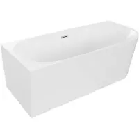 Mexen Mia freistehende linke Badewanne 180 x 80 cm, weiß, Überlauf chrom - 52691808000L-01