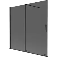 Mexen Velar 2-flügelige verschiebbare Badewannenfaltwand 160 x 150 cm, Graphit, Schwarz - 896-160-000-41-70