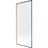Mexen Next L Badewannenwand 1-flügelig 80 x 150 cm, schwarzes Muster, gebürstetes Kupfer - 895-080-000-03-70-65
