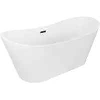 Mexen Montana freistehende Badewanne 150 x 75 cm, weiß, Überlauf schwarz - 52011507500-70