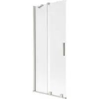 Mexen Velar Badewannenspritzschutz 2-flügelig, verschiebbar 80 x 150 cm, Milchglas, gebürstetes Nickel - 896-080-000-31-97