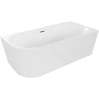 Mexen Mia freistehende rechteckige Badewanne 180 x 80 cm, weiß, Abfluss gold - 52691808000P-50