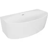 Mexen Bruna freistehende wandnahe Badewanne 150 x 82 cm, weiß glänzend, Überlauf gebürstetes Nickel - 52731508200-97