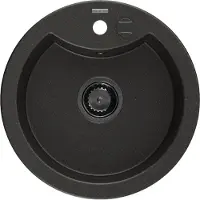 Mexen Diego 1-Becken-Granit-Spüle 488 x 480 mm, Schwarz/Gold metallisch, Siphon Schwarz - 6512481000-75-B