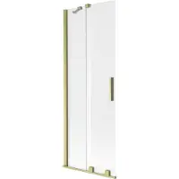 Mexen Velar Duschwand, 2-flügelig, verschiebbar, 75 x 150 cm, matt, gebürstetes Gold - 896-075-000-31-55
