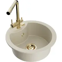 Mexen Diego 1-Becken-Granit-Spüle mit Mischbatterie Duero, Beige - 6512-69-671600-50