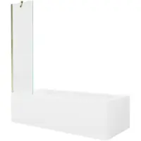 Mexen Vega rechteckige Badewanne 160 x 70 cm mit Verkleidung und 1-flügliger Duschabtrennung 50 cm, transparent, gold - 55011607