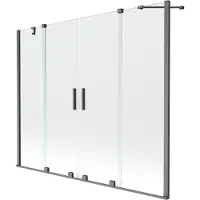 Mexen Velar Duo Badewannenfaltwand 2-flügelig verschiebbar 190 x 150 cm, transparent, gun gray gebürstet - 896-190-000-02-66