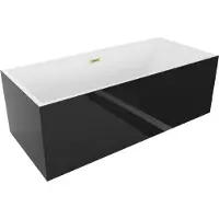 Mexen Vigo freistehende Badewanne 178,5 x 80 cm, weiß/schwarz, gebürsteter Goldüberlauf - 51251788075-55