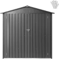 DUOKU Metallenes 6 x 4 ft Gartenhäuschen, Außenlager mit schließbaren Türen und 4 Lüftungsgittern, metallenes Schuppen mit Punktdecke für Garten, Terrasse, Fahrrad, grau.