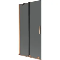 Mexen Velar Badewannenparavent 2-flügelig verschiebbar 95 x 150 cm, graphit, Roségold - 896-095-000-41-60