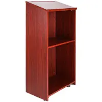OEM Sprechpult, 47 Zoll, Hostess-Ständer mit 4 Rädern, Holzpodest mit verstellbaren Fußablagen und schräger Tischplatte, ideal für Kirchen, Büros, Schulen und den privaten Gebrauch, braun