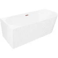 Mexen Silo freistehende Eckbadewanne links geriffelt 170 x 80 cm, weiß, Überlauf rosegold - 52891708000L-60