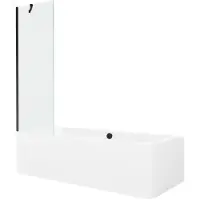 Mexen Cube rechteckige Badewanne 180 x 80 cm mit Verkleidung und 1-flügeligem Paravent 60 cm, transparent, schwarz - 550518080X?