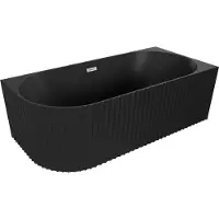 Mexen Gia rechte freistehende Eckwanne geriffelt 170 x 80 cm, schwarz matt, Überlauf Chrom - 52701708071P-01