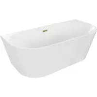 Mexen Oval freistehende Wandbadewanne 180 x 80 cm, weiß, Ablauf gold - 52671808000-50