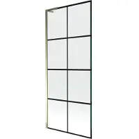 Mexen Next L Badewannenabtrennung 1-flügelig 80 x 150 cm, schwarzes Muster, gold - 895-080-000-03-77-50