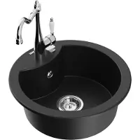 Mexen Diego 1-Becken-Granit-Spüle mit Mischbatterie Carla, Schwarz - 6512-77-670700-00