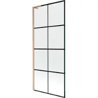 Mexen Next L Badewannen-Faltwand 1-flügelig 80 x 150 cm, schwarzes Muster, gebürstetes Kupfer - 895-080-000-03-77-65