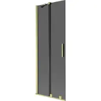 Mexen Velar Duschabtrennung 2-flügelig, verschiebbar 75 x 150 cm, graphit, gold gebürstet - 896-075-000-41-55
