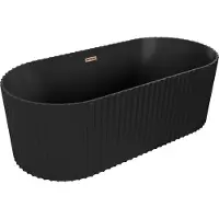 Mexen Paola freistehende gerippte Badewanne 170 x 80 cm, schwarz matt, Überlauf Roségold - 52721708071-60