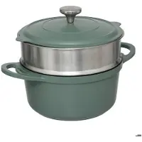 5 Five Dämpftopf aus Aluminiumguss 24 cm mit Zubehör, Olivgrün