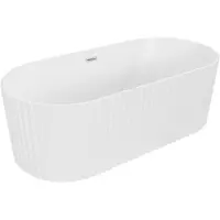 Mexen Paola freistehende gerillte Badewanne 170 x 80 cm, weiß matt, Überlauf gebürsteter Nickel - 52721708001-97