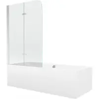 Mexen Cube Rechteckbadewanne 180 x 80 cm mit Verkleidung und 2-flügeliger Blende 80 cm, Transparent, Chrom - 550518080X900802010