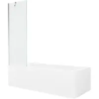 Mexen Vega rechteckige Badewanne 170 x 70 cm mit Verkleidung und 1-flügeligem Schirm 60 cm, transparent, Chrom - 550117070X9506?