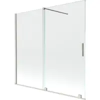 Mexen Velar Wannenwand 2-flügelig, verschiebbar 170 x 150 cm, transparent, gebürstetes Nickel - 896-170-000-01-97