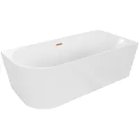 Mexen Mia freistehende rechteckige Badewanne 180 x 80 cm, weiß, gebürstetes Messing - 52691808000P-65